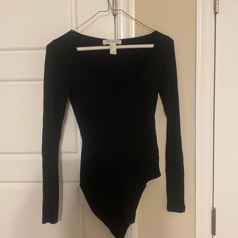 Black rubbed body suit
